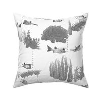 Toile de Longhorn Cowfish, Black and White