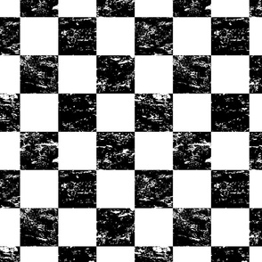 black and white distressed checkerboard