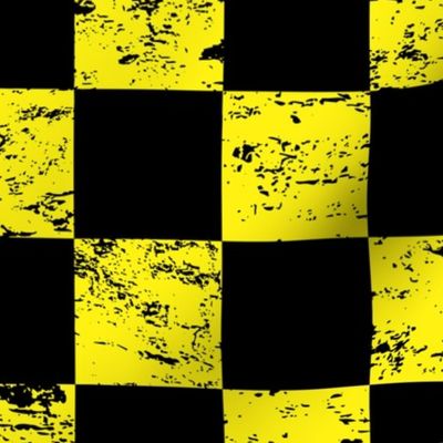 black and yellow distressed checkerboard