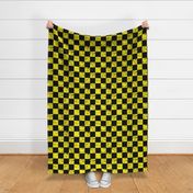 black and yellow distressed checkerboard