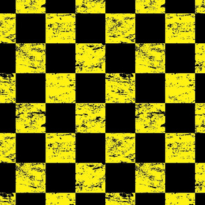 black and yellow distressed checkerboard