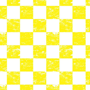 white and yellow distressed checkerboard