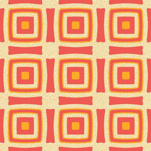 Framed Squares-Coral and Gold-Spring Bright Palette