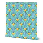 Art Deco Diamond in blue, green and gold