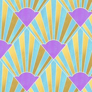 Art Deco Diamond in purple, blue and  gold