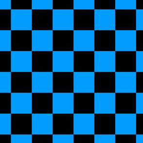 black and neon blue checkerboard