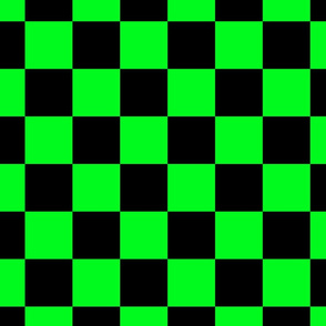 black and neon green checkerboard