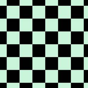 black and pastel green checkerboard