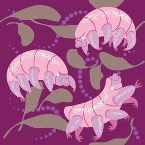 frolicking water bears in pink