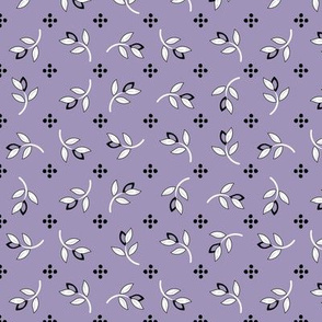 Spirit Sprig Toss: Violet Purple Leaf Sprigs, Small Print