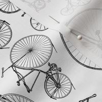 Old Fashioned Bicycles Black & White Bike Print (Small Scale)