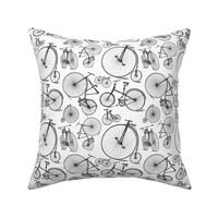 Old Fashioned Bicycles Black & White Bike Print (Small Scale)