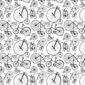 Old Fashioned Bicycles Black & White Bike Print (Small Scale)