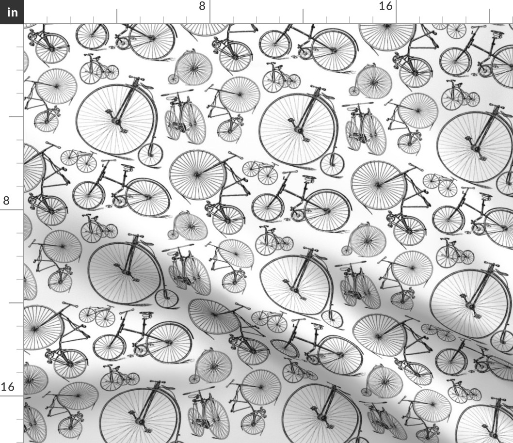 Old Fashioned Bicycles Black & White Bike Print (Small Scale)