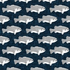 fish - bass fish - grey on navy - LAD20