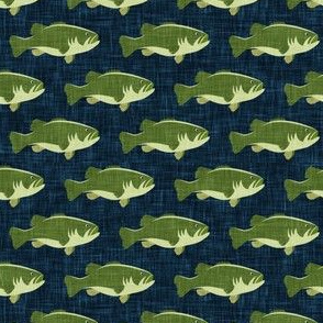fish - bass fish - green on navy - LAD20