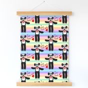 Everyone Needs a Pandy to Love! - pastel rainbow lines, large  