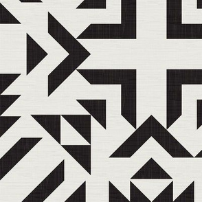 Tribal Geometry Tile in Black and Ivory / Big Scale