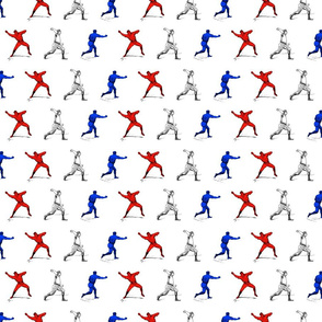 Illustrated Baseball Players in Red White & Blue (Small Scale)