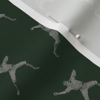 Baseball Players Illustrated in Gray on Dark Green (Small Scale)