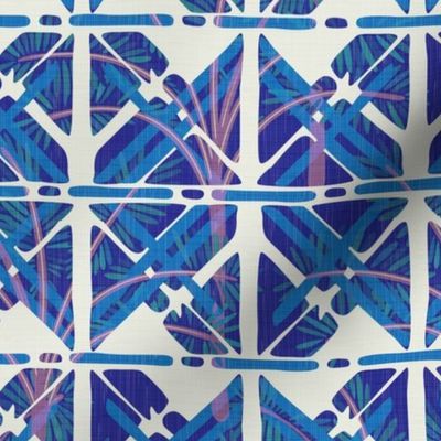 Abstract Tropical Tiles in Blue / Big Scale