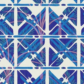 Abstract Tropical Tiles in Blue / Big Scale