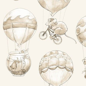 Animal Air Balloons in sepia