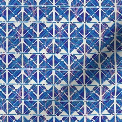 Abstract Tropical Tiles in Blue / Small Scale
