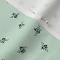 Scattered Bees Black, Soft Mint // small