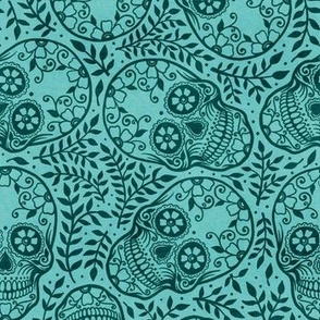 Skulls -  teal