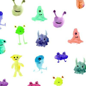 smiley monsters ★ watercolor colorful monsters for cute nursery