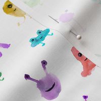 Rainbow smiley monsters - watercolor aliens p275