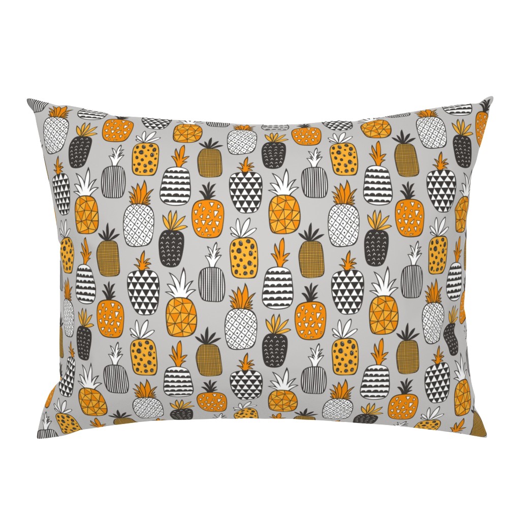 Pineapple Geometric in Orange on Grey 