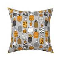 Pineapple Geometric in Orange on Grey 