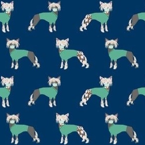 chinese crested in scrubs fabric - dogs in scrubs design - navy