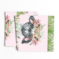 18x18" floral grass baby sheep on pink background 