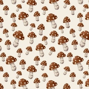 Mushrooms Brown Caps on Creme // standard