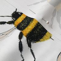 bee watercolor art fabric