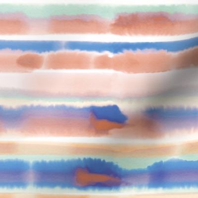 watercolor stripe orange blue medium scale