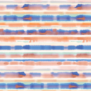 watercolor stripe orange blue medium scale