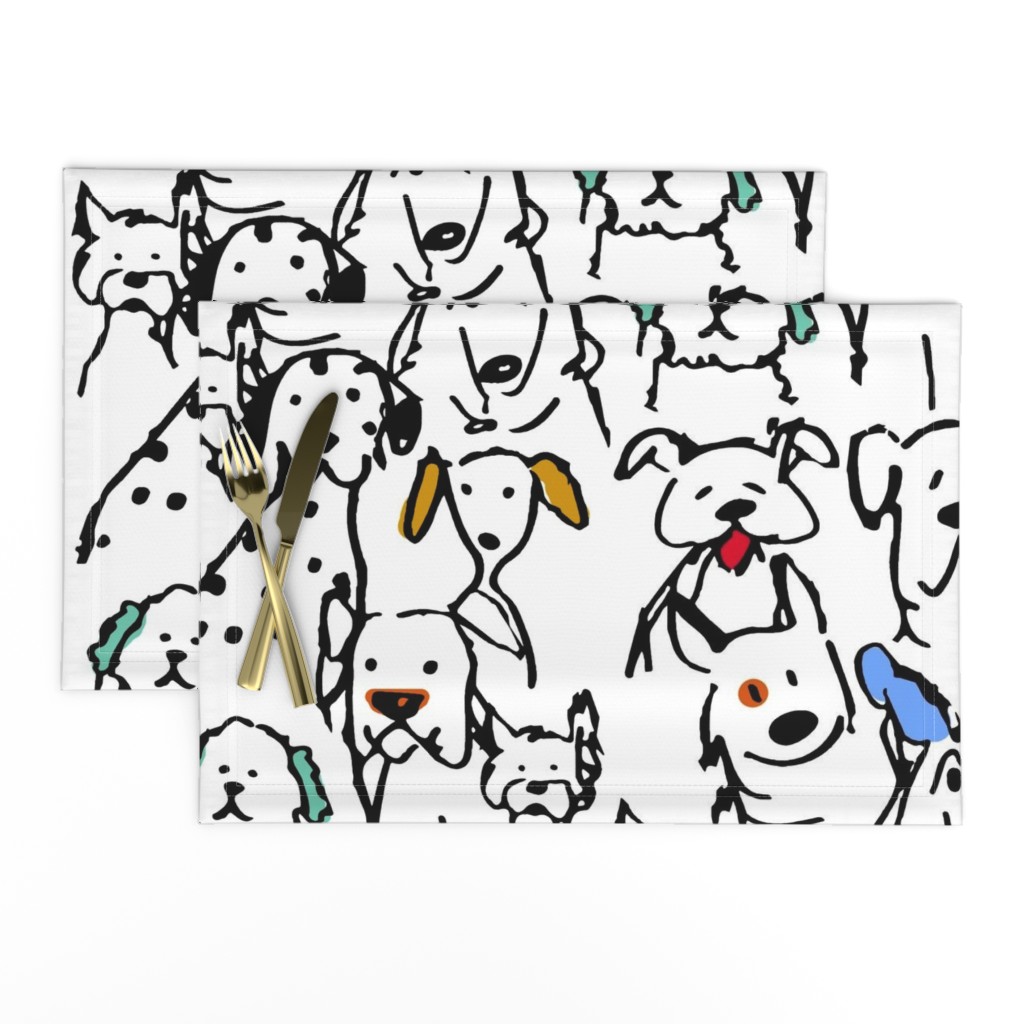 Color Pop Doodle Dogs - Large-ish Repeat Black Outline
