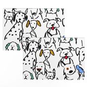 Color Pop Doodle Dogs - Large-ish Repeat Black Outline