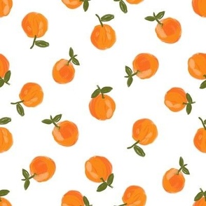  oranges fabric - orange citrus fabric - painted oranges - white