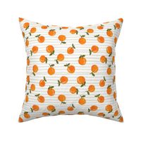  oranges fabric - orange citrus fabric - painted oranges - taupe stripes