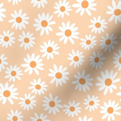 daisy fabric - orange quilt coordinate - light peach