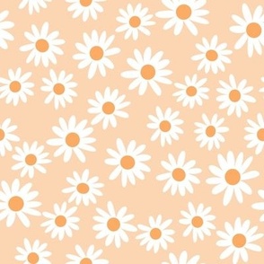 daisy fabric - orange quilt coordinate - light peach