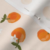  oranges fabric - orange citrus fabric - painted oranges - light peach