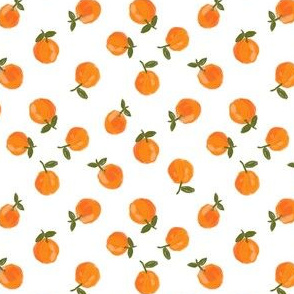 MINI oranges fabric - orange citrus fabric - painted oranges - white