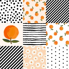 oranges quilt fabric - bw - cheater quilt, patchwork