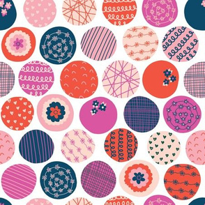 Textured Circles Pink Red Blue